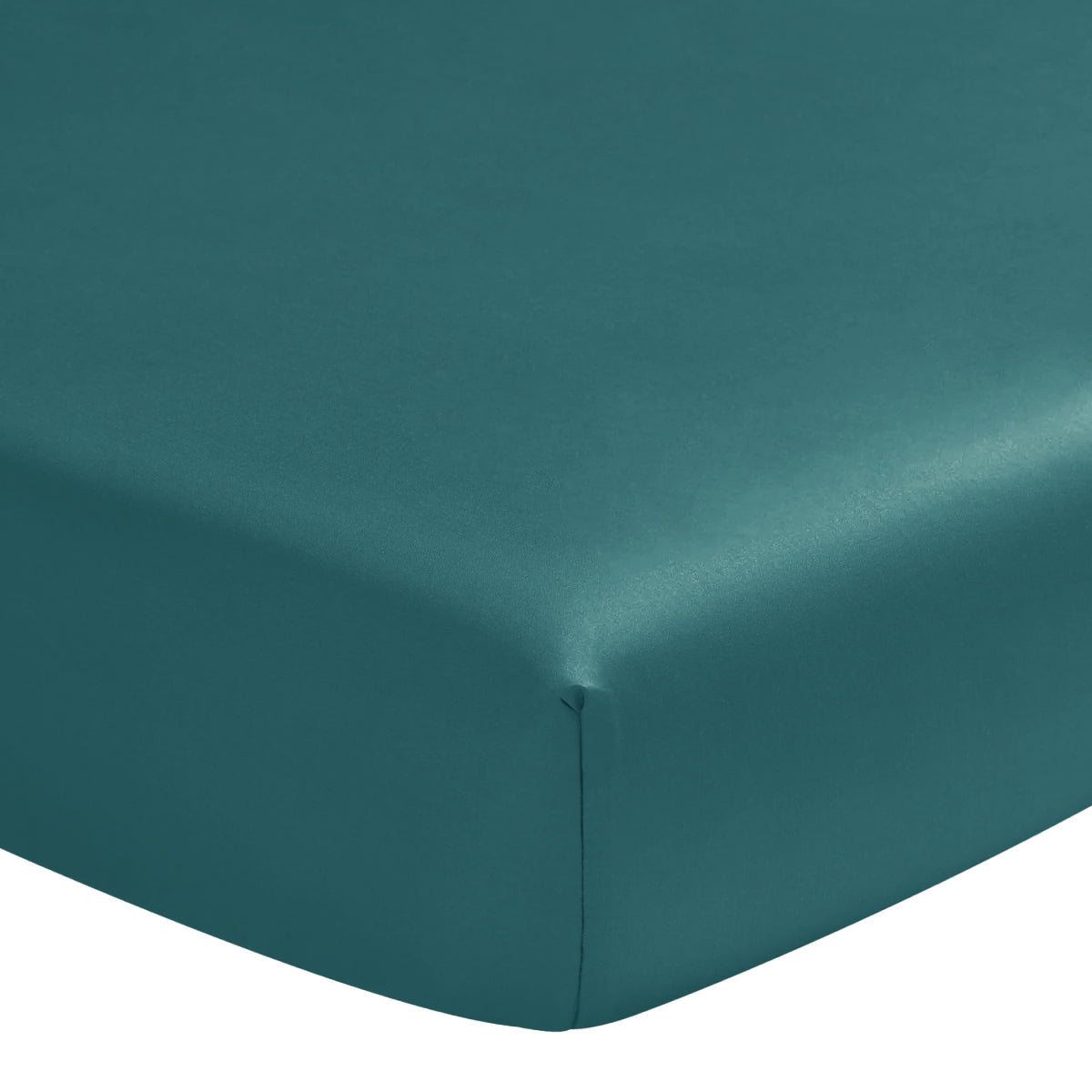 Kerosene green organic cotton satin sheet with elastic