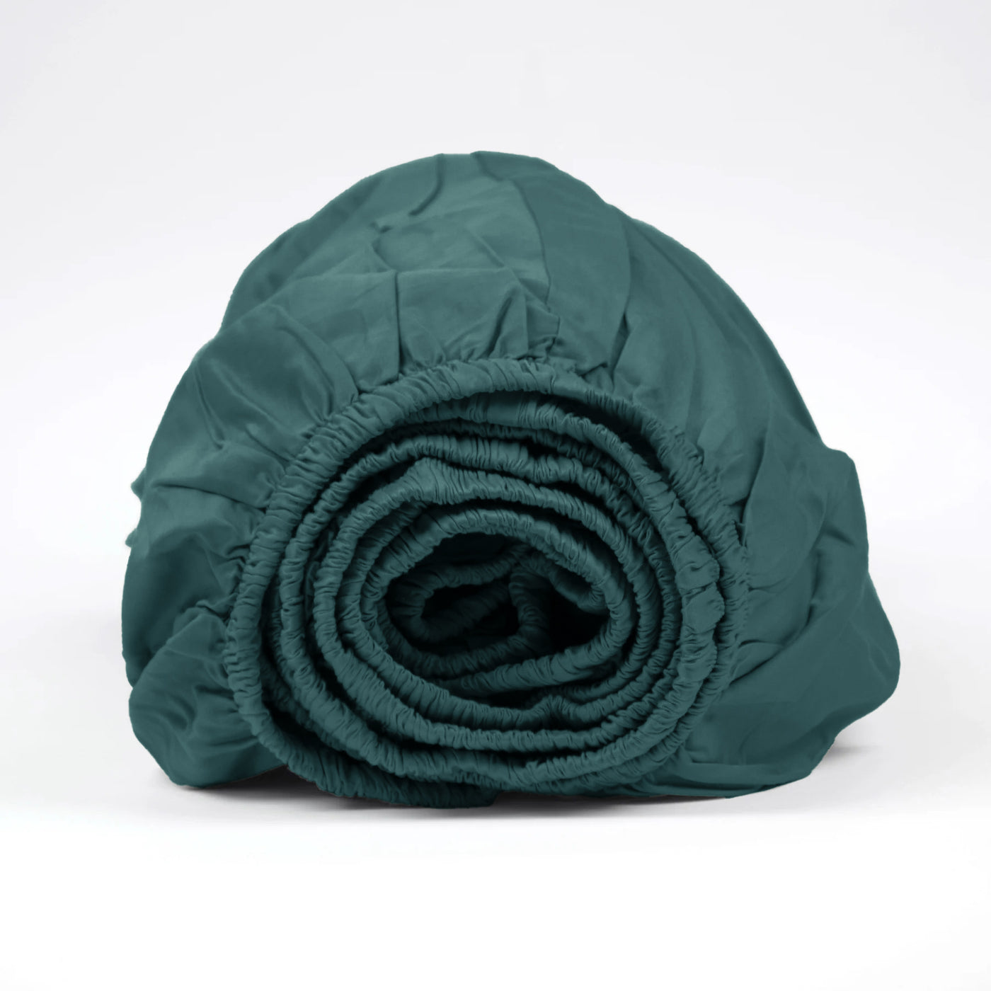 Kerosene green organic cotton satin sheet with elastic