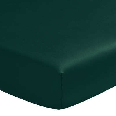 Emerald green organic cotton satin sheet with rubber