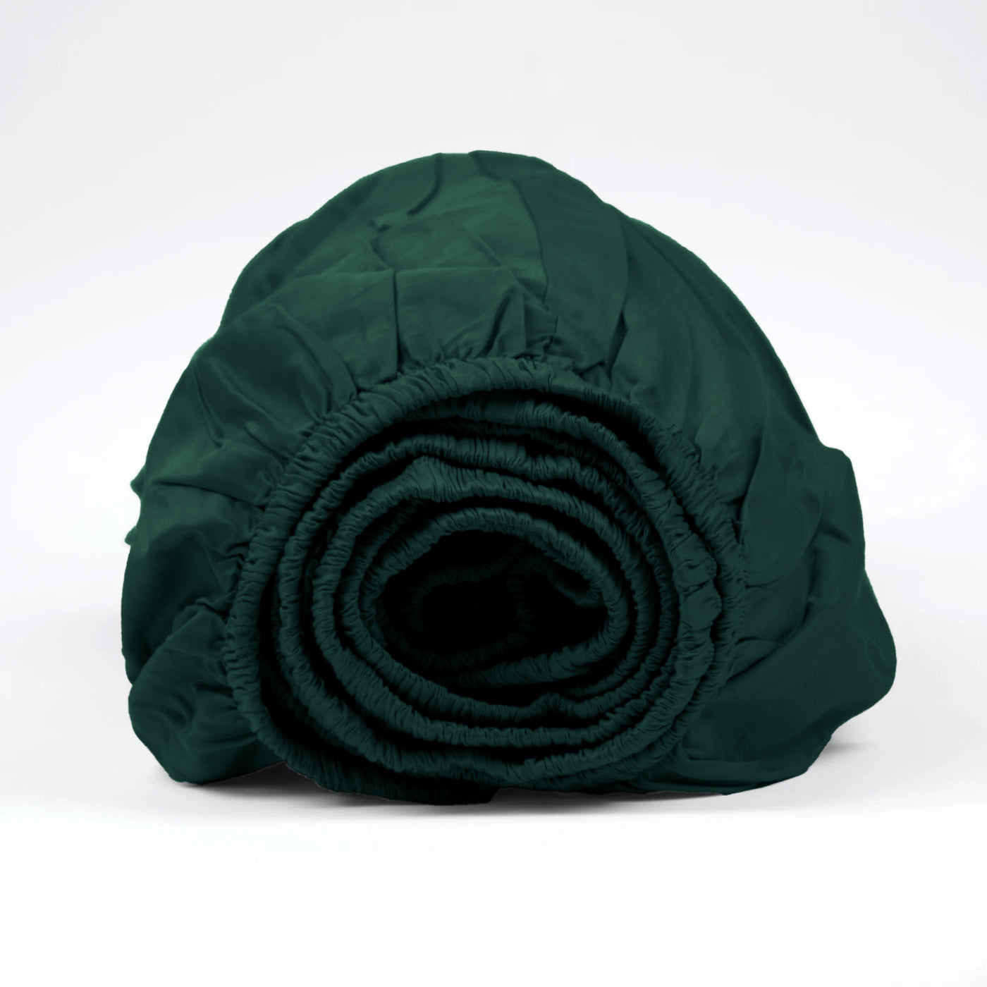 Emerald green organic cotton satin sheet with rubber