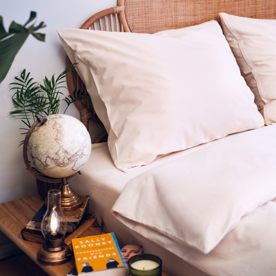 Flannel bedding made of organic cotton in ivory color