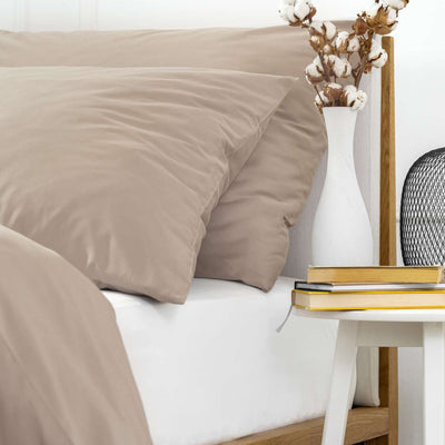 Sand beige organic cotton satin bedding