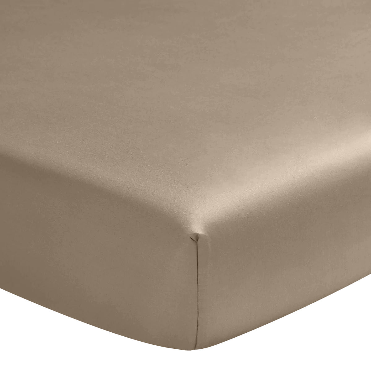 Sand beige organic cotton satin sheet with elastic